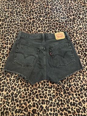 Levi's Black Denim Raw-Hem High Waist Shorts